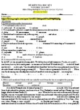 2 Đề kiểm tra học kì I môn Tiếng Anh Lớp 9 - Năm học 2016-2017 (Có đáp án)